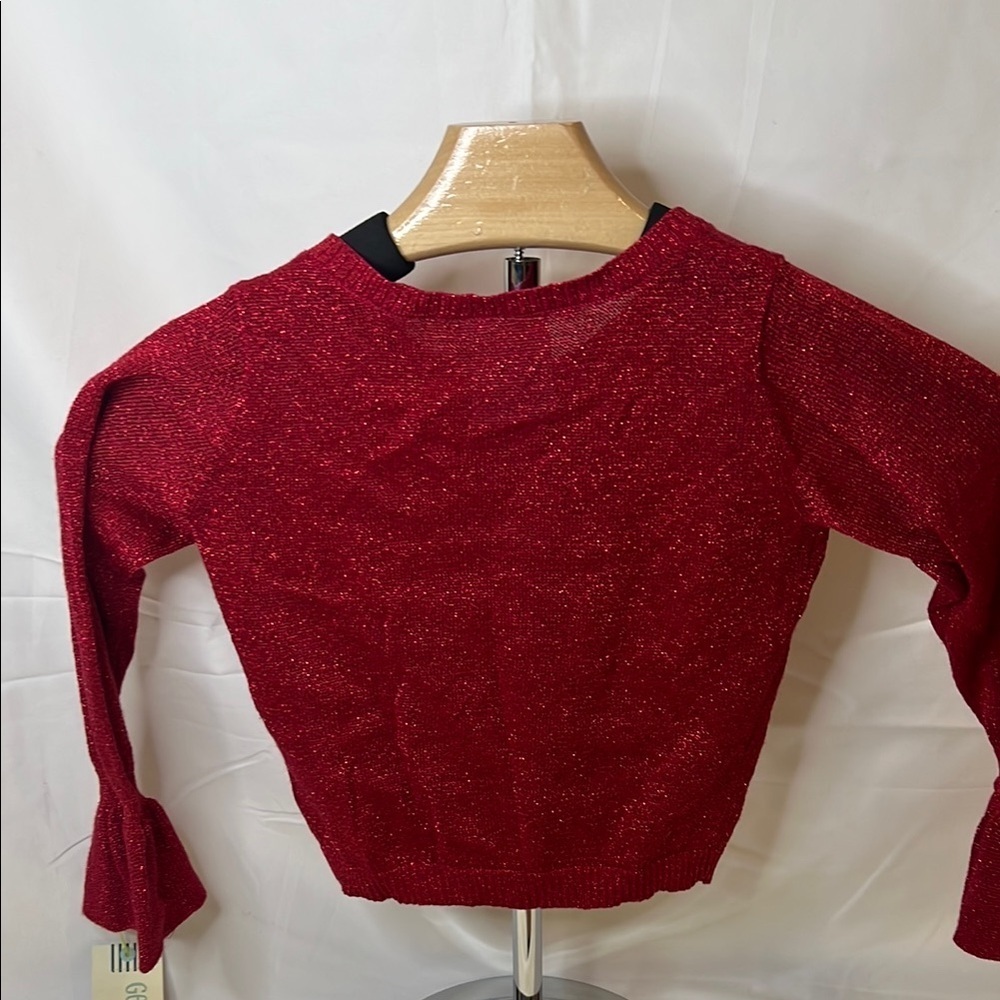 OshKosh B'gosh Red Ruffled button down cardigan with Shimmer - Picture 4 of 4